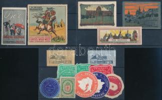 1896-1944 16 db levélzáró és reklámbélyeg, 3 db stecklapon