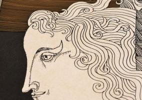 Szász Endre (1926-2003): Régi szeretők. Szitanyomat, papír, jelzett, kartonra kasírozva, közepén tör...