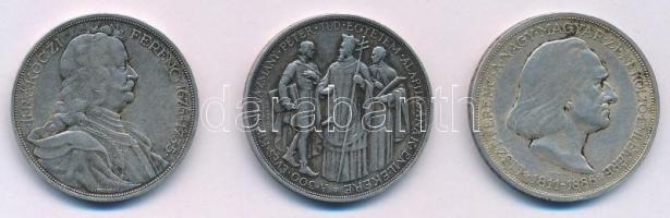 1935. 2P Ag Pázmány + 1935. 2P Ag Rákóczi + 1936. 2P Ag Liszt Ferenc Pázmány-sor T:1-,2 kis patina, ph.  Adamo P7.1, P7.2, P7.3