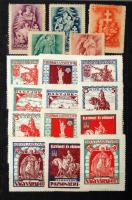 Közel 100 db főleg magyar levélzáró, okmánybélyeg, közte háború előtti emlékív, közepes berakóban