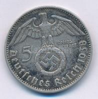 Német Harmadik Birodalom 1938A 5M Ag "Hindenburg" T:2 German Third Empire 1938A 5 Reichsma...