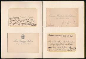 cca 1880-1900 Névjeggyűjtemény magyar nemesektől, katonatisztektől, politikusoktól. Sok címeres, sok...