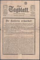 1898 A Wiener Tagblatt és Abendblatt Erzsébet királyné haláláról tudósító száma. / Speciel issu eregarding of the assasination of Sisy.