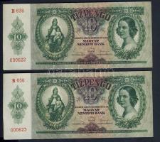 1936. 10P (2x) egymásutáni sorszámokkal T:I