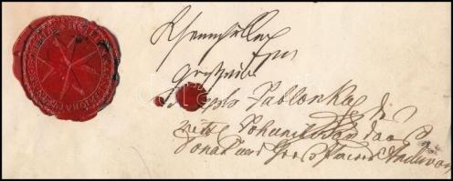 1848-1856 A Nádasdy család nemesség igazolása a család kézzel festett címerével. 22x36 cm