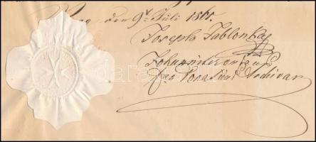 1891 gróf Batthyány Erzsébet nemesi címerének levéltári igazolás, a család kézzel festett címerével....