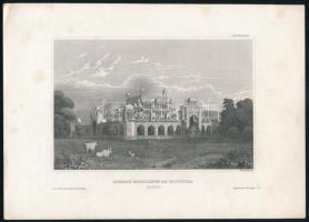 cca 1840 Rottmann: Akbars Mausoleum bei Secunda in Indien, metszet, 13×19 cm