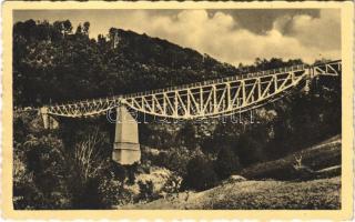 1939 Kisszolyva, Szkotárszke, Skotarska; vasúti híd, viadukt / railway bridge, viaduct + kétnyelvű bélyegzés / bilingual cancellation + mozgóposta