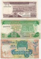 Mauritius 1985. 5R + 10R + Seychelle-szigetek 1989. 10R T:III Mauritius 1985. Rupees + 10 Rupees + Seychelles 1989. 10 Rupees C:F