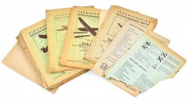 cca 1930-40 Repülőgép és hajó modellezéssel kapcsolatos nyomtatványok, ábrák, többségében az Aeromechanika repülőgépmodel-tervek sorozatból, részben sérült, foltos és hiányos