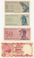 Indonézia 1964. 1s + 10s + 50s + 1984. 100R T:I,I- Indonesia 1964. 1 Sen + 10 Sen + 50 Sen + 1984. 100 Rupiah C:UNC,AU