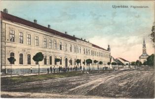 1914 Újverbász, Verbász, Vrbas; Főgimnázium, utca, templom / grammar school, church, street (fl)
