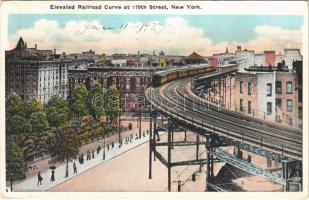 1927 New York, Elevated Railroad Curve at 110th Street, train