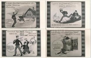 A magyar helyesírás szabályai - 7 db régi használatlan képeslap / Rules of Hungarian spelling, folklore - 7 pre-1945 unused postcards