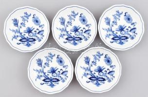 Tirschenreuth hagyma mintás porcelán kompótos tálak 5 db Máz alatti kék festéssel. Jelzett, hibátlan. d: 13,5 cm