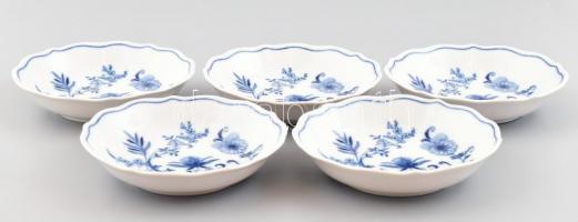 Tirschenreuth hagyma mintás porcelán kompótos tálak 5 db Máz alatti kék festéssel. Jelzett, hibátlan...