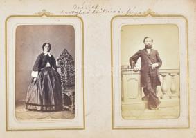 cca 1860-1900 Portrék, családi fotók, vizitkártyák, összesen kb. 80 db keményhátú fotó, sérült, deko...