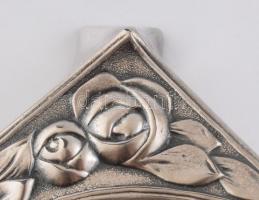 WMF ezüstözött alpakka szecessziós asztali tinta és tolltartó. Üveg betéttel. Jelzett. cca 1900. fed...