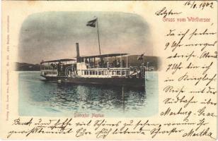 1902 Gruss vom Wörthersee, Dampfer Neptun / gőzhajó / steamship