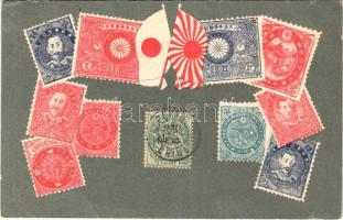 Japán bélyegek és zászló / Imperial Japanese Post, stamps and flags
