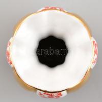 Zsolnay arany és piros mintás váza. Kézzel festett, jelzett, minimális kopással m 15 cm