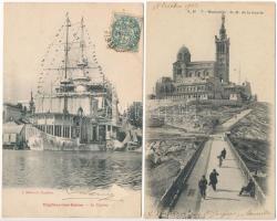 10 db RÉGI francia város képeslap Szentendrére küldve / 10 pre-1945 French town-view postcards sent ...