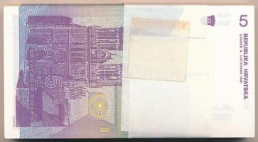 Horvátország 1991. 5K (100x) sorszámkövetők "F1 056701 - F1 056800", eredeti banki kötegel...