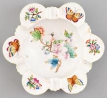 Herendi Viktória mintás porcelán hamutál Kézzel festett, jelzett (1942) kopásokkal, repedéssel d: 15...