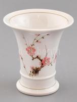 Herendi cseresznyevirág mintás porcelán váza. Kézzel festett, jelzett (Kenéz József), hibátlan m: 10 cm