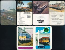 cca 1980-1990 5 db vonatos kártyanaptár