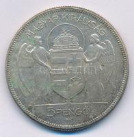 1930. 5P Ag "Horthy jobbra" T:2- patina
Adamo P8