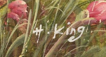 H. King jelzéssel: Pipacsok. Olaj, vászon. Fa keretben. 40x50 cm