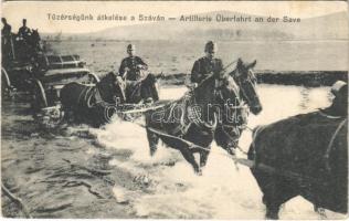 1914 Tüzérségünk átkelése a Száván / Artillerie Überfahrt an der Save / WWI Austro-Hungarian K.u.K. military, artillery crossing the Sava (EK)