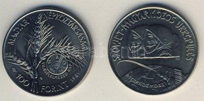 1980. 100Ft "Szovjet-magyar közös űrrepülés" + 1981. 100Ft "FAO" T:BU