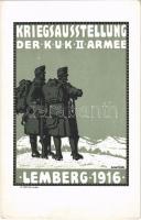 Kriegsausstellung der K.u.K. II. Armee Lemberg 1916 / WWI Austro-Hungarian K.u.K. military art postcard, war exhibition in Lviv (Lwów) s: E. Kutzer + K.u.K. 2. Armeekommando Kriegsausstellung So. Stpl. (EK)