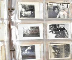 cca 1940-70 Műbőrborítású családi fotóalbum, kb. 50 db portré, életkép, nyaralás stb., különböző, ré...