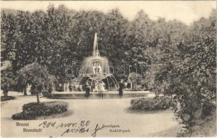 1904 Brassó, Kronstadt, Brasov; Rezsőpark, szökőkút / Rudolfspark / garden, fountain
