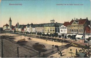 Marosvásárhely, Targu Mures; Széchenyi tér, Deák Ferenc utca, piac, Révész Béla könyvnyomda, drogéria, Tischler József üzlete / square, street, shops, market