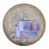 Svájc DN 500.-banknote seit 1977 fém emlékérem 500Fr svájci bankjegy multicolor képével (50mm) T:1 Switzerland ND 500.-banknote seit 1977 metal commemorative medallion with the multicolor image of 500 Francs banknote (50mm) C:UNC