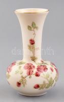 Zsolnay virágmintás porcelán vázácska, kézzel festett, jelzett, minimális kopással, m: 11 cm