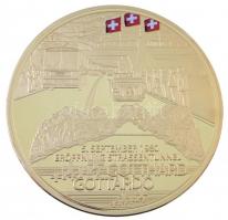 Svájc DN 1980. szeptember 5. - a Gotthard Gottardo úti alagút megnyitása / Gotthard Gottardo aranyozott fém emlékérem tanúsítvánnyal (70mm) T:PP Switzerland ND 5. September 1980 - Eröffnung Strassentunnel Gotthard Gottardo / Gotthard Gottardo gilt metal commemorative medallion with certificate (70mm) C:PP