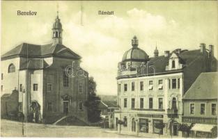 Benesov, Beneschau; Namesti, Benesovske Pivo, Stanislav Rosen. / square, beer hall, shops