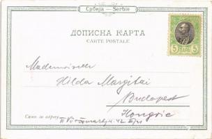 Beograd, Belgrade; Prince Michel statue eguestre / monument, shops. Joh. Pulyo (fl)