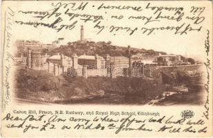 1904 Edinburgh, Calton Hill, Prison, NB Railway and Royal High School (fa)