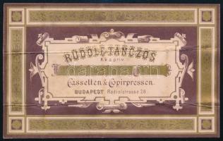 cca 1870-1880 Tánczos Rezső Pénzszekrénygyára reklámkártyája, Bp. Sugárút 28., hajtott, 7x12 cm