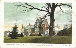 Birmingham, Highbury, Residence of Rt. Hon. Joseph Chamberlain, M. P. (crease)