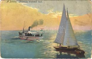 1932 Balaton, Kisfaludy kiránduló hajó, vitorlás (kopott sarkak / worn corners)