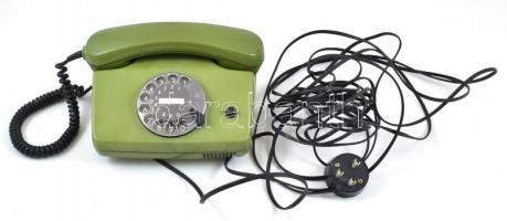 cca 1970-1980 Retró zöld telefon, tisztításra szorul, 20x15,5x11 cm