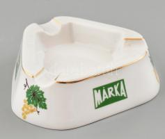 Hollóházi porcelán Márka hamutartó, matricás, jelzett, apró mázhibákkal, 12x12x4 cm