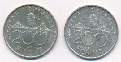 1994. 200Ft Ag "Deák" (2x) T:2 patina
Adamo F13.1